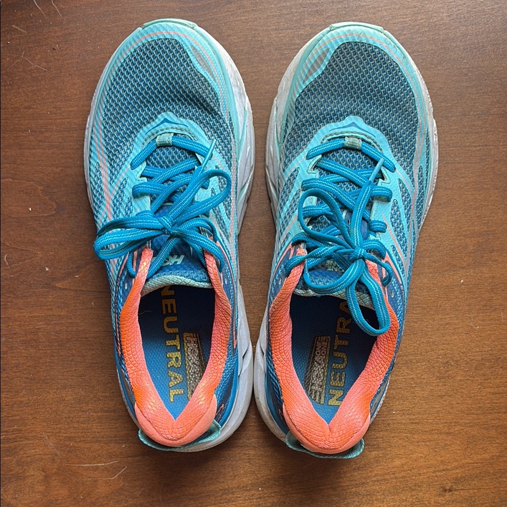 Hoka Running Shoes - Blue and Coral